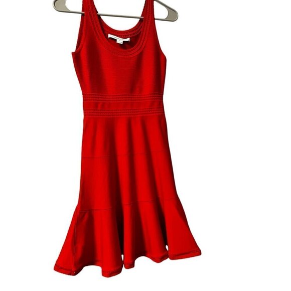Diane Von Furstenberg Red Sleeveless Knit Flared Hem Dress P - Picture 5 of 9